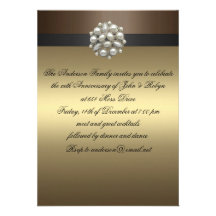 Gold & Brown Pearl wedding anniversary Invitation