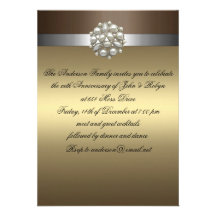 Gold & Brown Pearl wedding anniversary Invitation