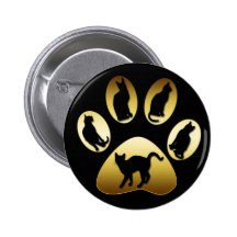 GOLD CAT PAW WITH CATS BUTTONS