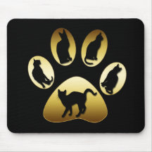 GOLD CAT PAW WITH CATS MOUSE PADS