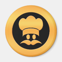 Gold Chef Head Fridge Magnet