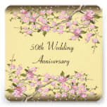 Gold Cherry Blossom 50th Anniversary Party Custom Invitation