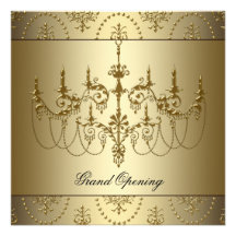 Gold Corporate Business Grand Opening Party Personalised Announcements