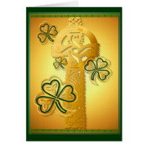 Gold Cross and Shamrocks Card