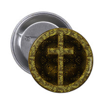 GOLD CROSS PINBACK BUTTON