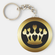 GOLD CROWN WITH HEARTS KEYCHAIN