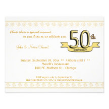 Gold Damask 50th Anniversary Celebration Invite