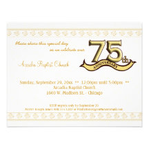 Gold Damask 75th Anniversary Celebration Invite