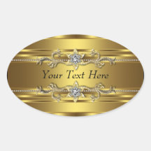 Gold Diamond Gold Envelope Seal Favour Label Oval Stickers