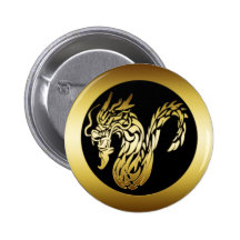 GOLD DRAGON PINBACK BUTTON