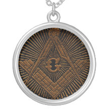 Gold embossed square and compass Masonic Necklace