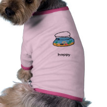 gold fish, happy dog tee shirt