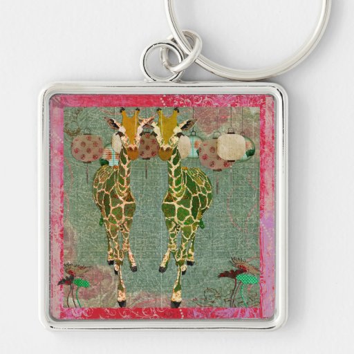 Gold Giraffes Twilight Keychain