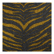 Gold Glitter Zebra Stripes Photographic Print