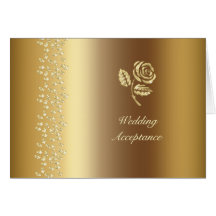 Gold Hearts and rose Wedding RSVP Cards