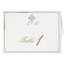 Gold Initials and Medallion Table Number Card