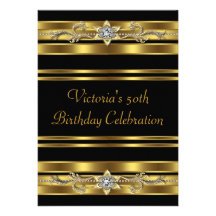 Gold Jewel Womans Gold 50th Birthday Party Custom Invitation