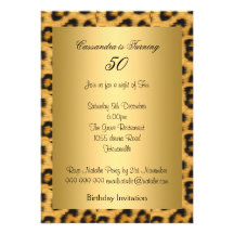 Gold Leopard 50th Birthday Invitation