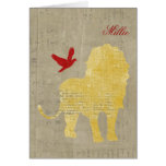 Gold Lion Silhouette Personalised Notecard