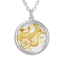 Gold Mehndi henna art Custom Necklace