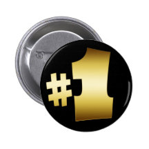 GOLD NUMBER ONE PINBACK BUTTONS