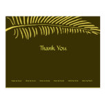 Gold Palm Frond Thank You postcards
