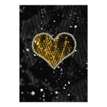 Gold Pearl Heart Personalized Invite