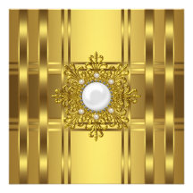 Gold Pearl Womans Gold 50th Birthday Party Personalized Announcements
