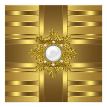 Gold Pearl Womans Gold 50th Birthday Party Invitations