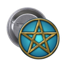 Gold Pentacle on Water Pinback Button