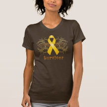 Gold Ribbon Cancer Survivor Dark T-Shirts