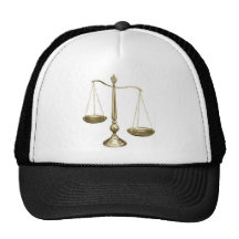 gold scales of justice trucker hat