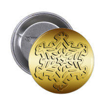 GOLD SNOWFLAKE PINBACK BUTTON