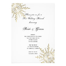 Gold Snowflake Winter Post Wedding Brunch Invite