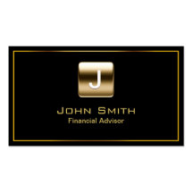 Gold Stamp Financial Advisor Dark Business Card