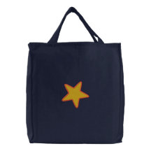 Gold Star Embroidered Canvas Tote Bag