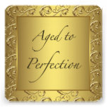 Gold Swirl Aged to Perfection Birthday Party Announcements