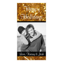 Gold Tinsel Christmas Photo Card