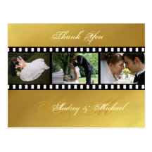 Gold tone wedding Thank you postcards