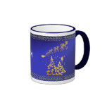 Gold Trees and Santas Reindeer Mugs