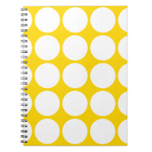 Gold w/ Large White Polka Dots Spiral Note Books