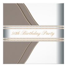 Gold White Womans 50th Birthday Party Personalized Invite