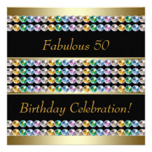 Gold Womans 50th Birthday Party Personalised Invitation