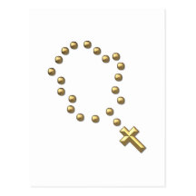 Golden "3-D" Chaplet or Rosary Post Card
