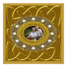 Golden 50th Wedding Anniversary Party Invitation