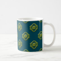 Golden Abstract Flowers On Prussian Blue Mugnifice
