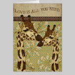 Golden Bronze Giraffes Love Is All You Need Card cards