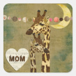 Golden Bronze Giraffes Motherly Love Sticker