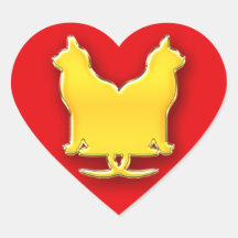 Golden Cats Heart Stickers