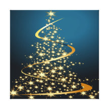 Golden Christmas Tree Premium Wrapped Canvas Gallery Wrap Canvas